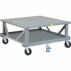 Little Giant® Ergonomic Adj. Height Mobile Pallet Stand 2PDSE42486PH2FL - 42 x 48 Solid Deck