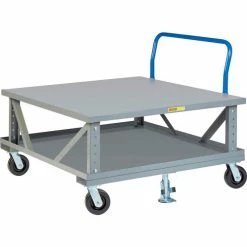 Little Giant® Ergonomic Adj. Height Pallet Stand with Handle 2PDSEH42-6PH2FL 42 x 48 Solid Deck