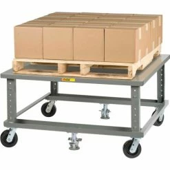 Little Giant® Ergonomic Adj. Height Pallet Stand PDSE4248 - Solid Deck 42 x 48 with Floor Locks