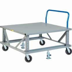 Little Giant® Ergonomic Adj. Height Pallet Stand with Handle PDSEH40486PH2FL - Solid Deck 48x40