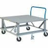 Little Giant® Ergonomic Adj. Height Pallet Stand with Handle PDSEH42486PH2FL - Solid Deck 48x42 -Dollies magasin en ligne BRN PDSEH42486PH2FL